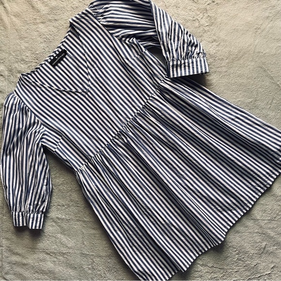 Tuckernuck Dresses & Skirts - Tuckernuck Pomander Place Lizzie Oxford Stripe Puff Sleeve Babydoll Dress Large